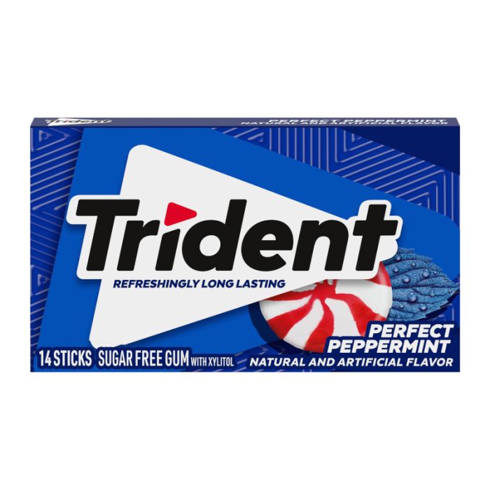 Trident Perfect Peppermint Sugar Free Gum 12 x 14sticks - Out of Date